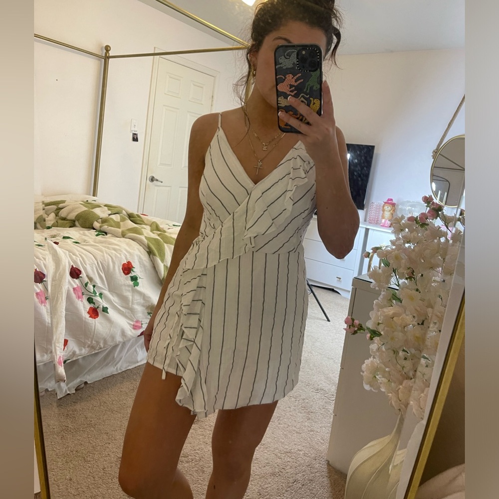 Striped wrap front romper